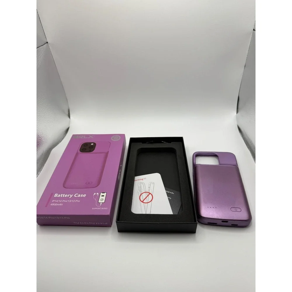 RLX iPhone 14 13 Pro Battery Case 4800mAh Purple Charging Power Bank Cover